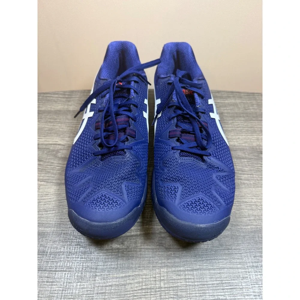 ASICS Gel-Resolution 8 Men Blue White Tennis Shoes 1041A079 Sneaker 9.5
